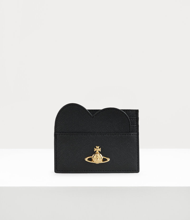 Vivienne Westwood Heart Card Holder in Black 3D Orb