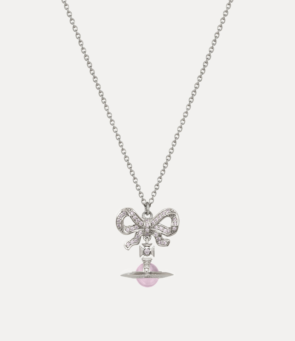 Vivienne Westwood Octavie Pendant Necklace in Platinum Pink Pink Cz