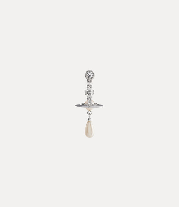 Vivienne Westwood Man. Pearl Drop Single Earring In Platinum-pearl-pearl-crystal-crystal