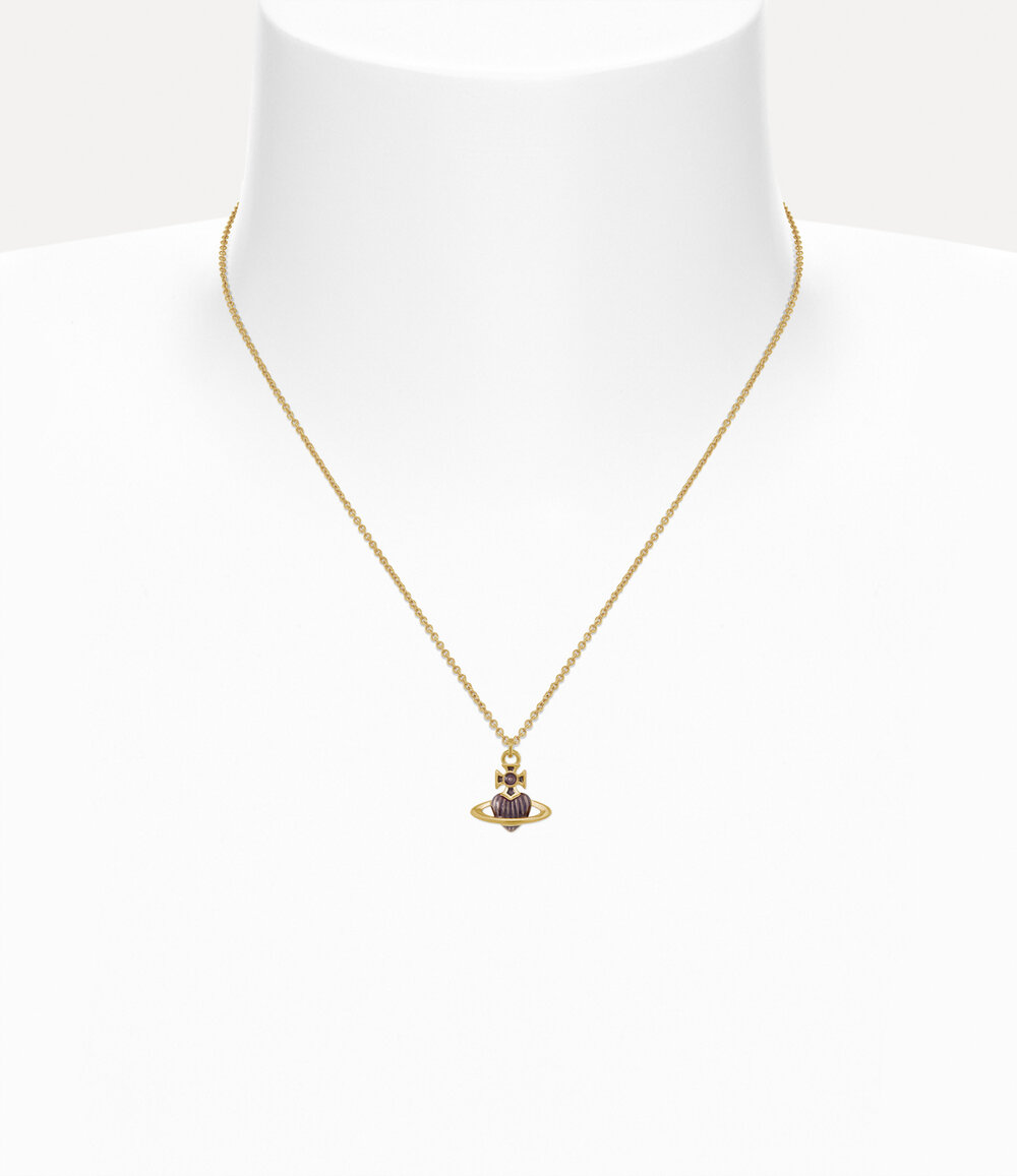 Vivienne Westwood Fabianna Bas Relief Pendant Necklace in Gold Transparent Violet Enamel, view 2