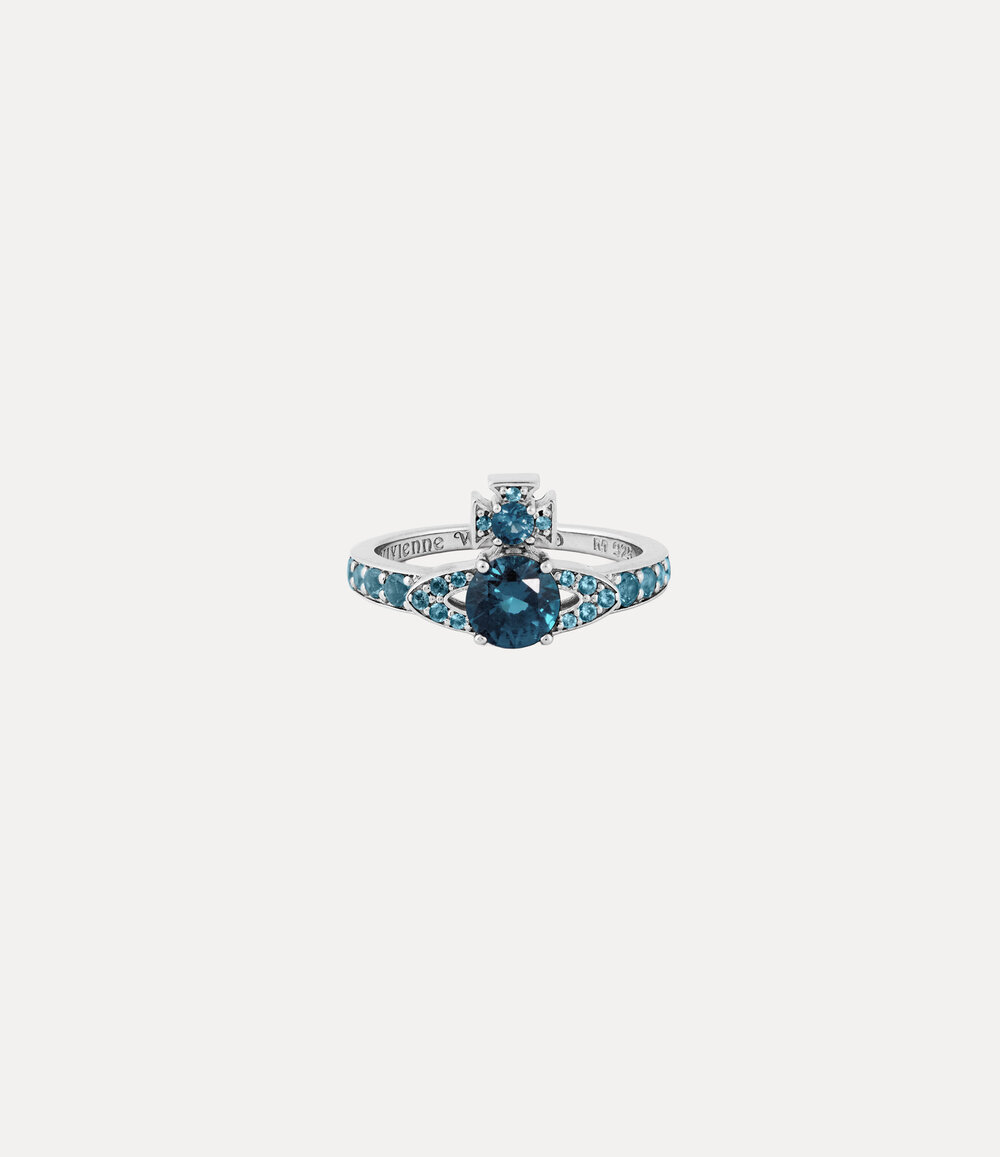 Vivienne Westwood Ismene Ring in Platinum Dark Blue Cz