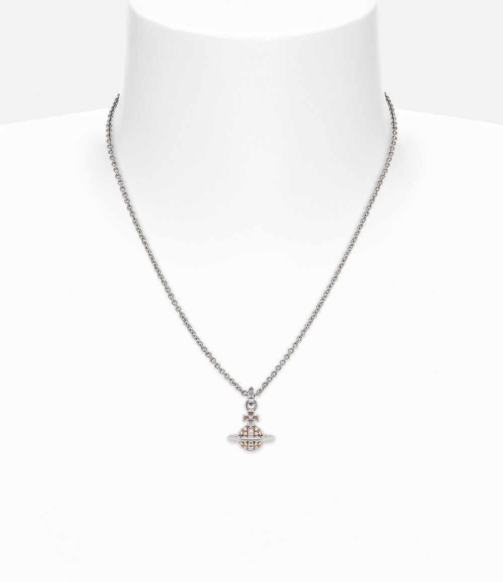 Vivienne Westwood Mayfair Small Orb Pendant Necklace in Rhodium Pink Gold Crystal Ab Crystal, view 2
