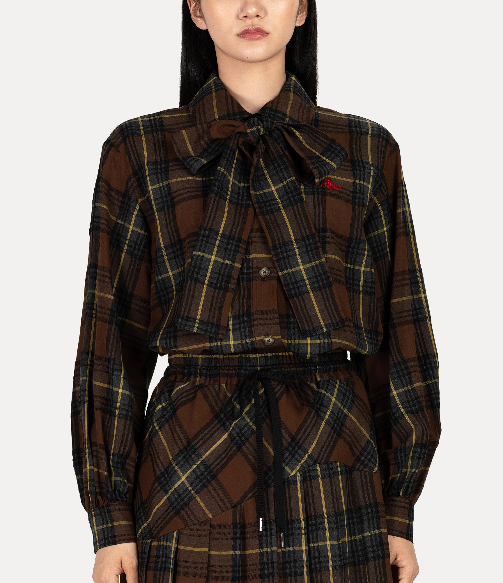 See Through Check Bow Shirt  large image number 4