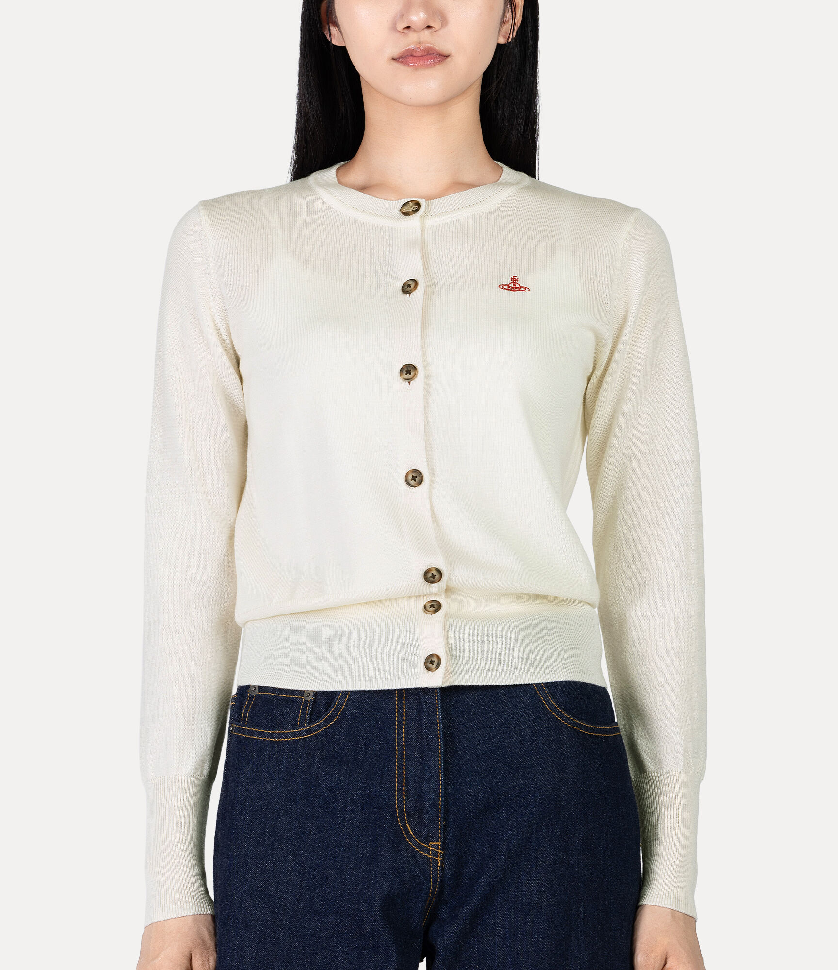 Fine Wool Basic Crew Cardigan  large image number 4