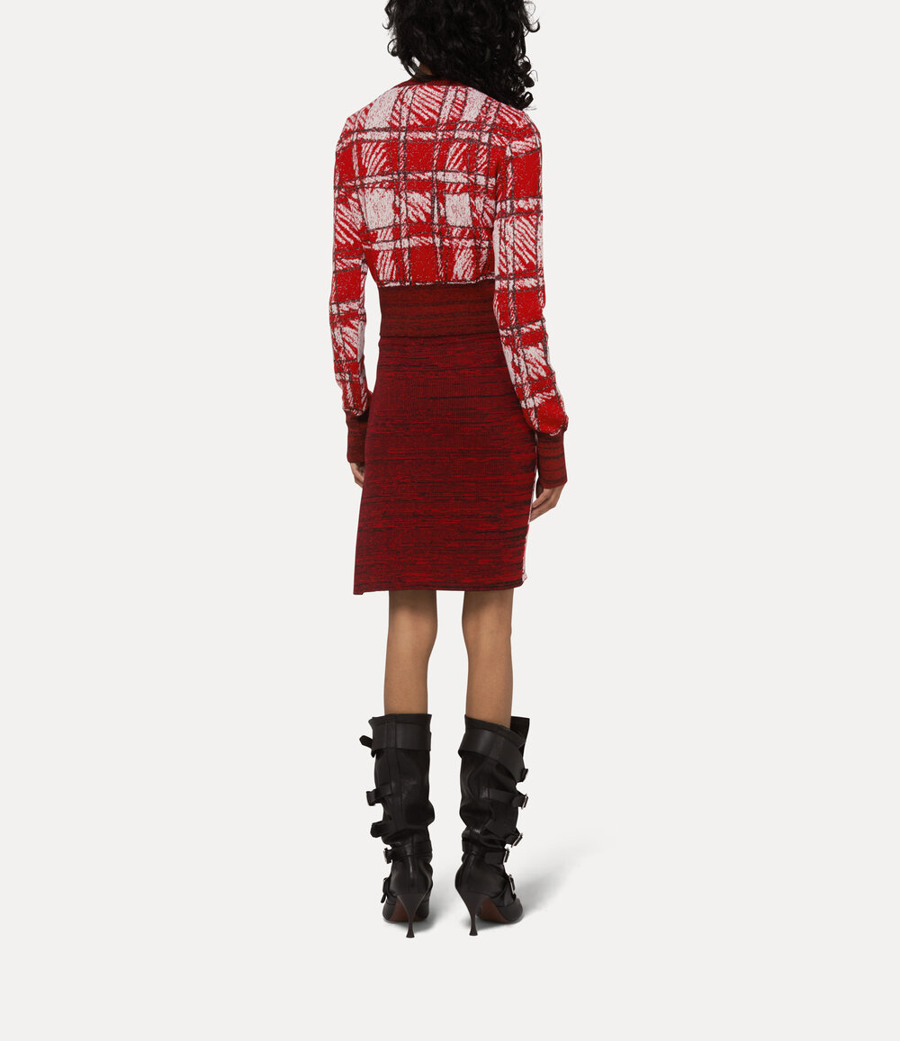Vivienne Westwood Scribble Check Cardigan in Red, view 5