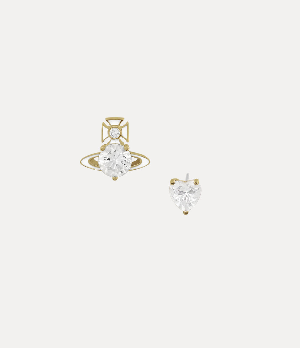 Vivienne Westwood Millie Earrings in gold white enamel white cz