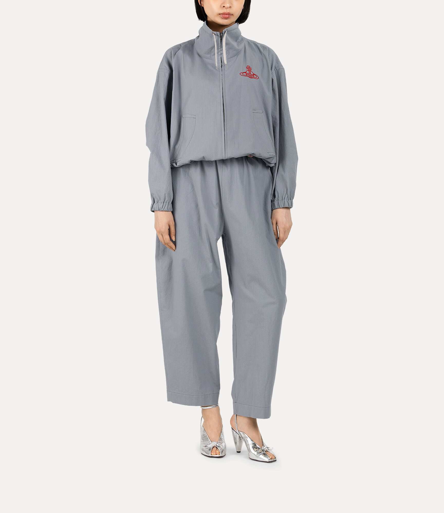 Cotton Seersucker Balloon Tapered Trousers  large image number 2