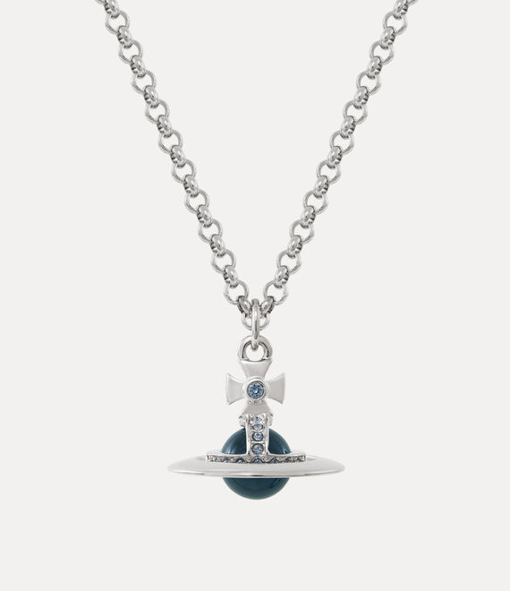 Man. New Tiny Orb Pendant Necklace in PLATINUM-DENIM-BLUE-Crystal-DARK ...