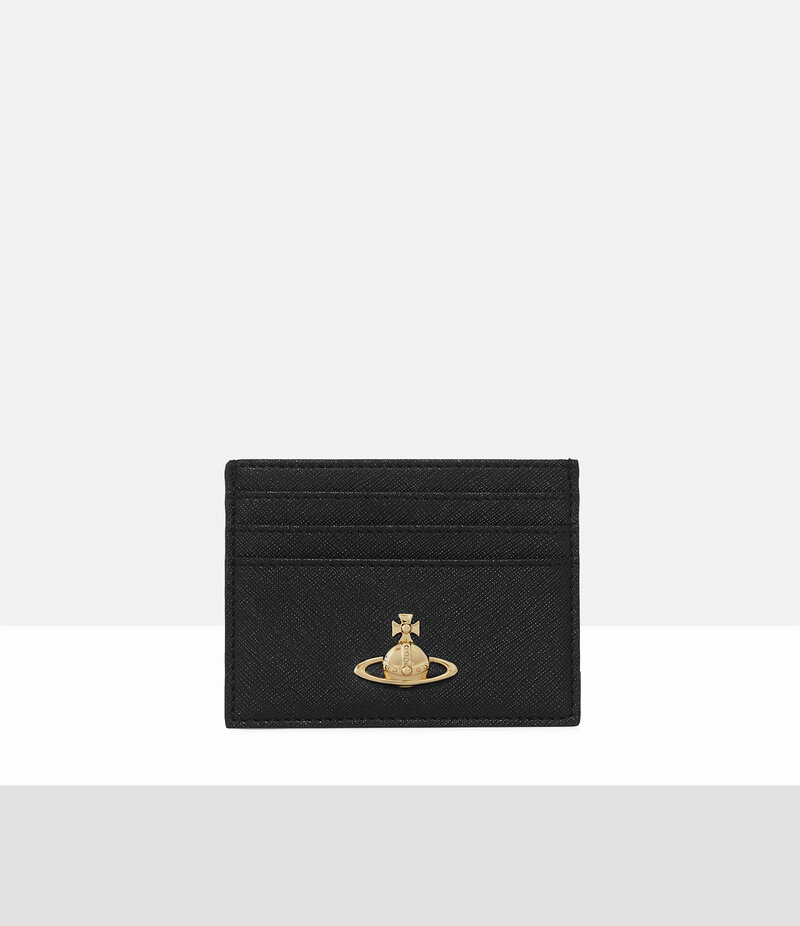 Vivienne Westwood Flat Card Holder in Black 3D Orb