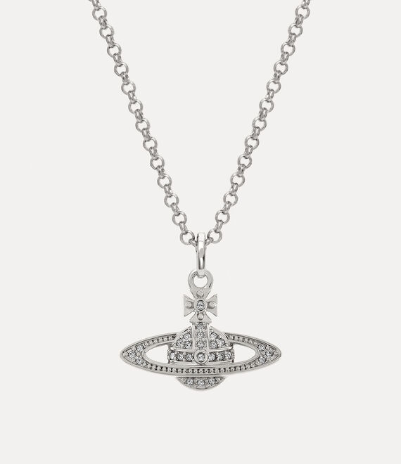 Mini Bas Relief Pendant Necklace in platinum-crystal | Vivienne Westwood®