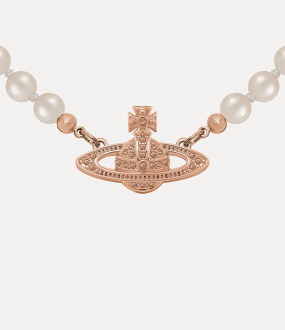 Mini Bas Relief Pearl Choker in PINK-GOLD-Silk-Pearl Vivienne
