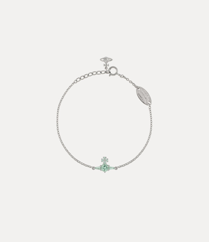 Vivienne Westwood Ofelia Bracelet in Platinum Light Green Cz