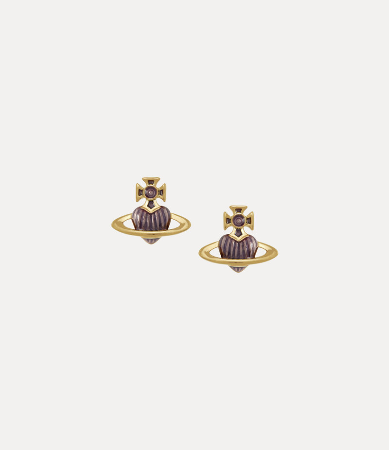 Vivienne Westwood Fabianna Bas Relief Earrings in Gold Transparent Violet Enamel