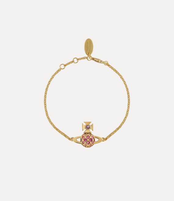 Vivienne Westwood Willa Bas Relief Bracelet In Gold-light-rose-rose-fuchsia-crystal