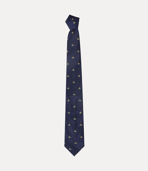 Shop Vivienne Westwood Tie Cm.8.5 Multi Orb In Navy-blue