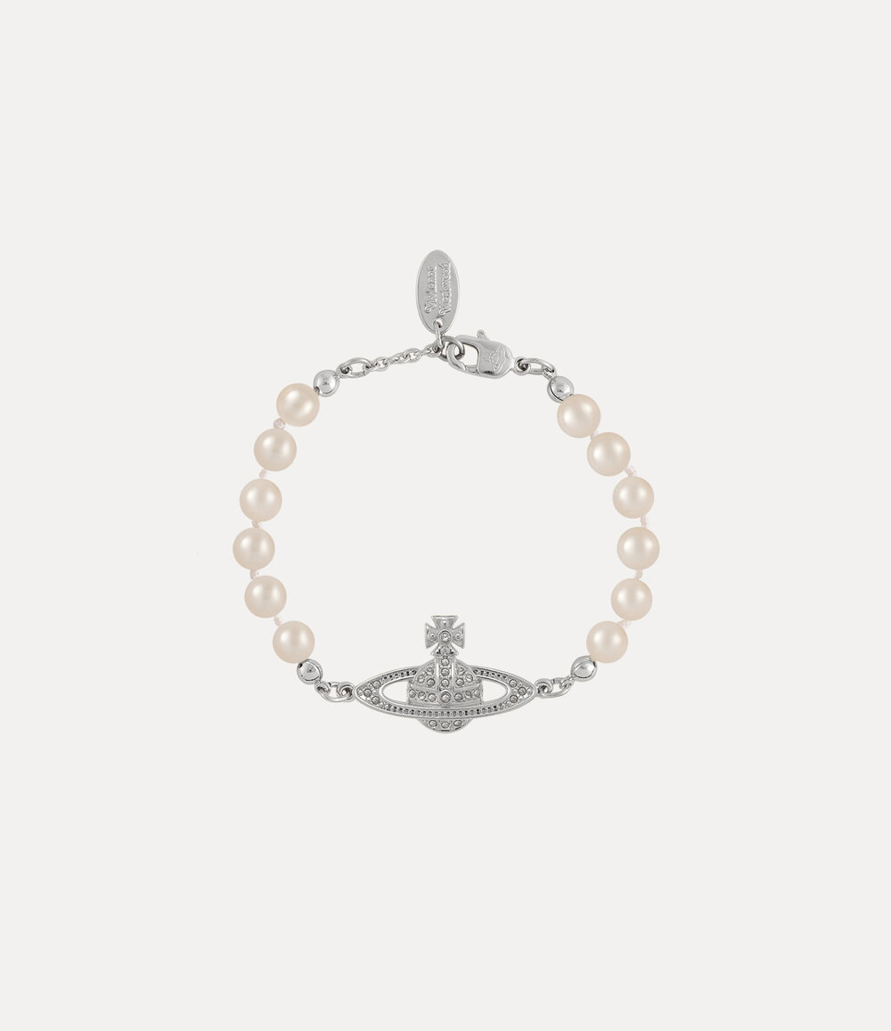 Vivienne Westwood Mini Bas Relief Pearl Bracelet in Silver