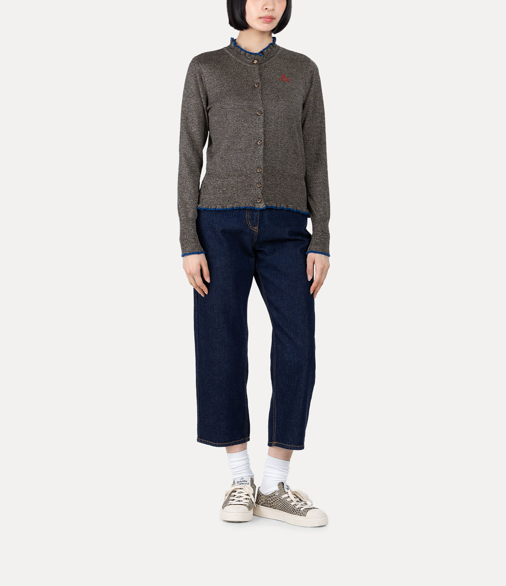 Silk Linen Frill カーディガン - グレー | Vivienne Westwood®