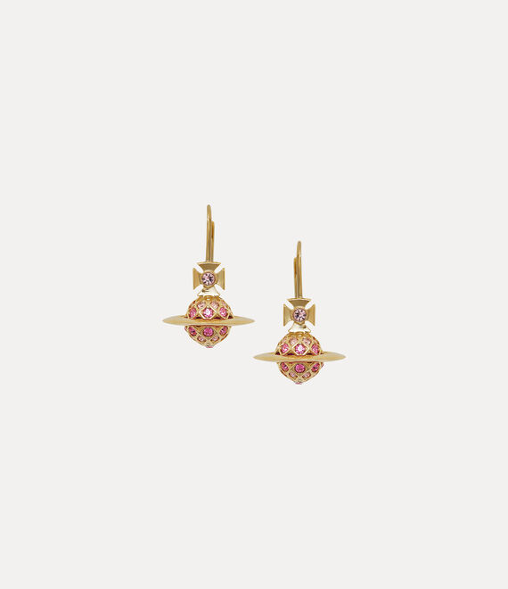 Vivienne Westwood Willa Earrings In Gold-light-rose-rose-fuchsia-crystal