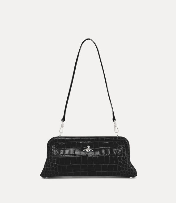 Vivienne Westwood Jane Frame Purse Emboss Croc Leather Black