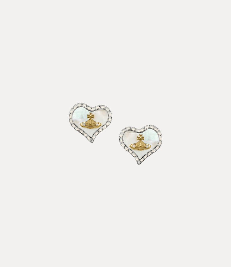 Vivienne Westwood Petra Earrings in Platinum Gold White Pearl Tint Mop White Opal