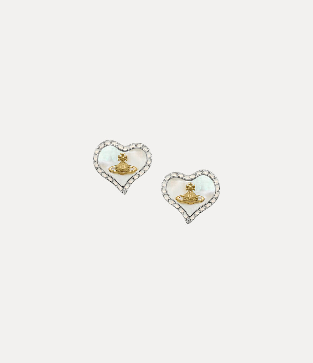 Vivienne Westwood Petra Earrings in Platinum Gold White Pearl Tint Mop White Opal