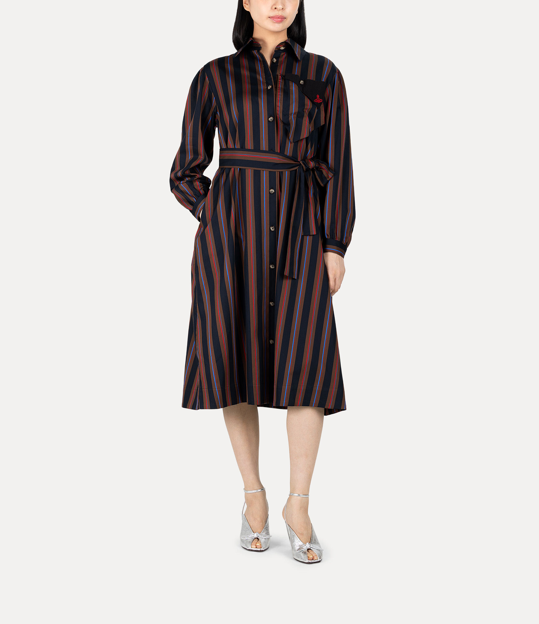 Satin Stripe Pocket Shirt Dress  large image number 2