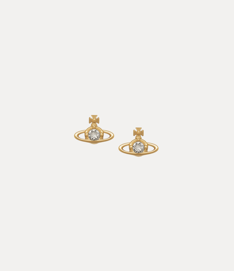 Vivienne Westwood Nano Solitaire Earrings in Gold Silver Shade Crystal