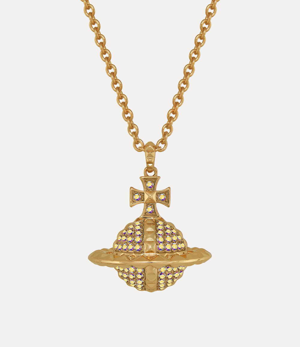 Vivienne Westwood Mayfair Large Orb Pendant Necklace in Gold Crystal Ab Crystal