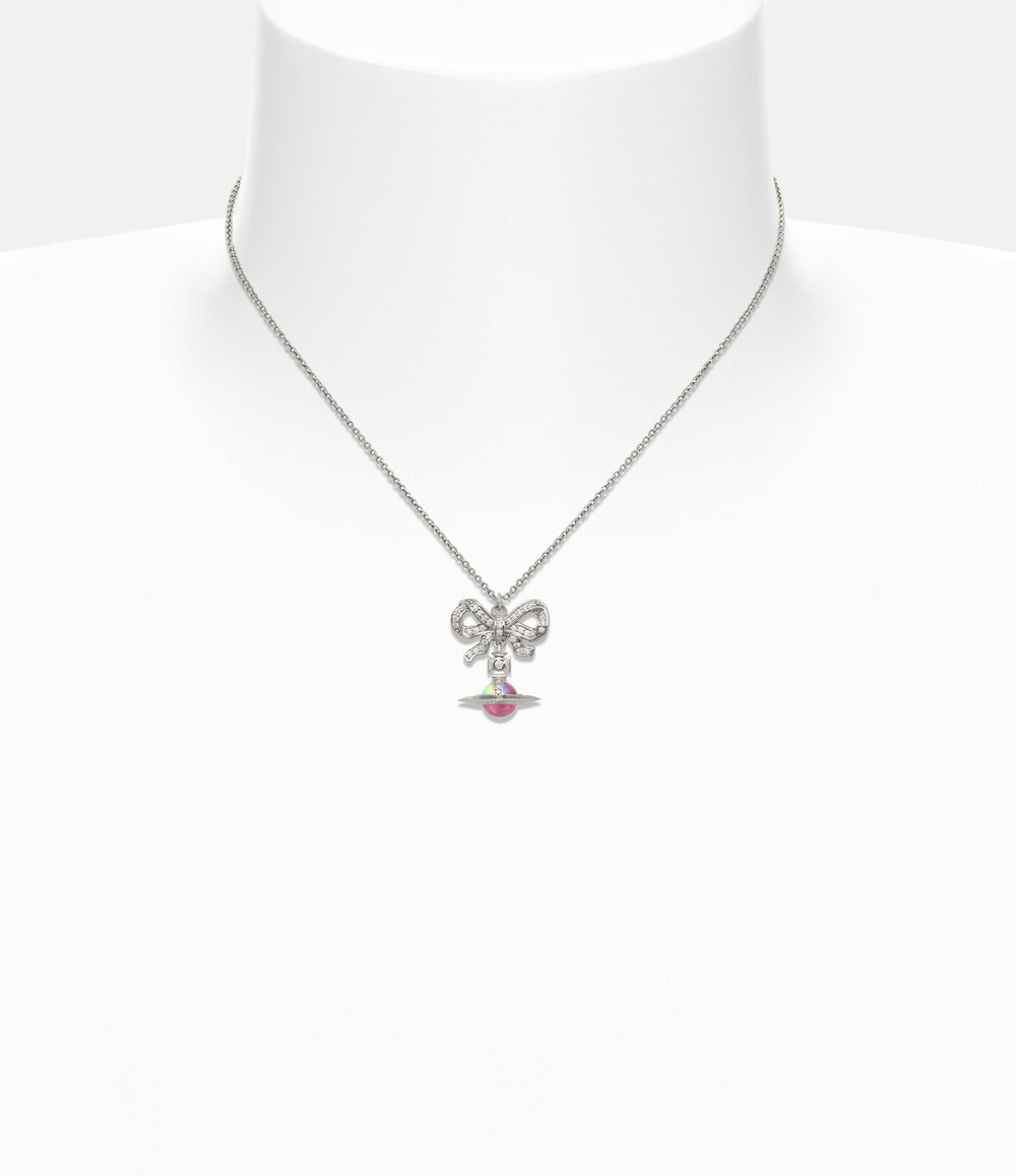 Vivienne Westwood Octavie Pendant Necklace in Platinum White Pink Ab Cz, view 2
