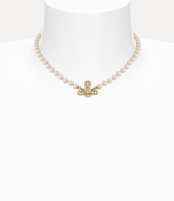 Vivienne Westwood Kitty Pearl Necklace Gold-white-opal-crystal-powder-blue-enamel-cream Gold-white-opal-crystal-powder In Metallic