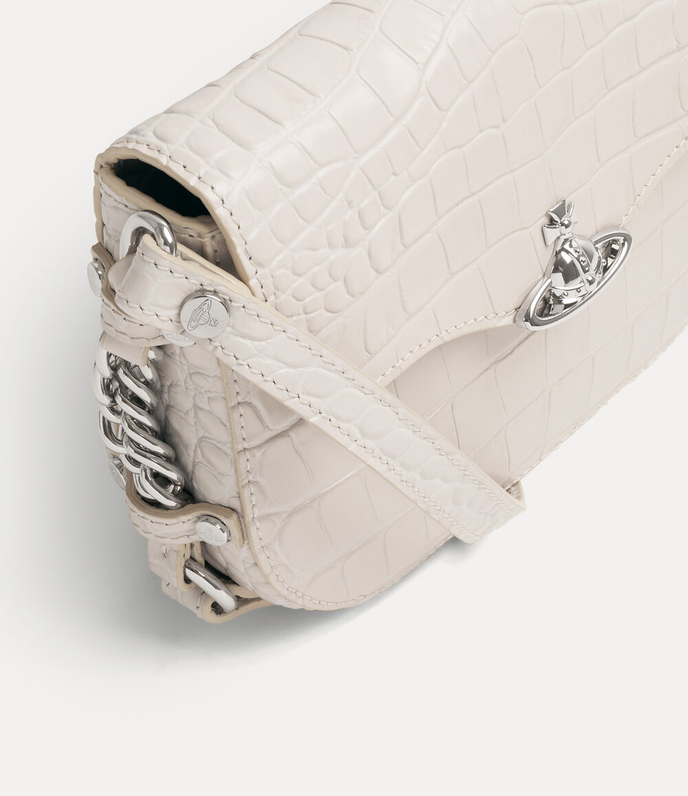 Vivienne Westwood Hunter Flap Crossbody in Pearl White, view 3