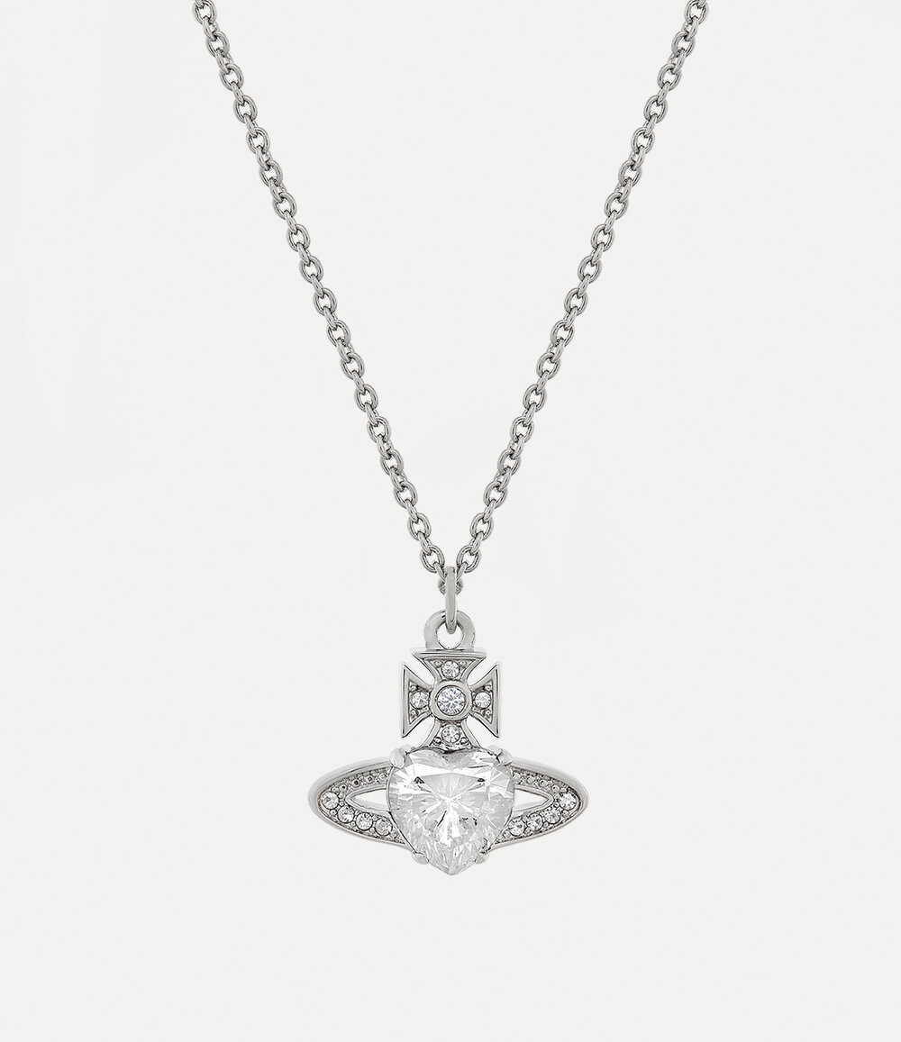 Vivienne Westwood Ariella Pendant Necklace in Platinum White Cz Crystal