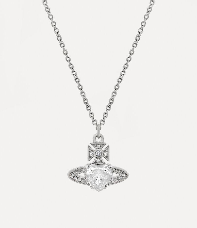 Vivienne Westwood Ariella Pendant Necklace in Platinum White Cz Crystal