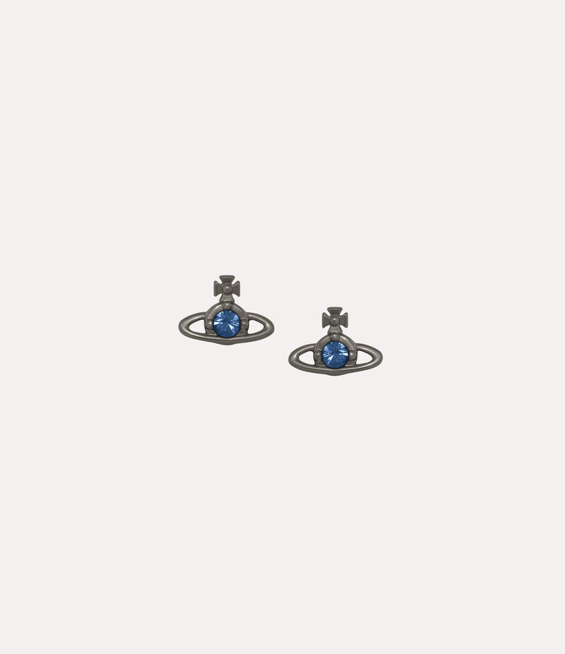 Vivienne Westwood Nano Solitaire Earrings in Ruthenium Denim Blue Crystal