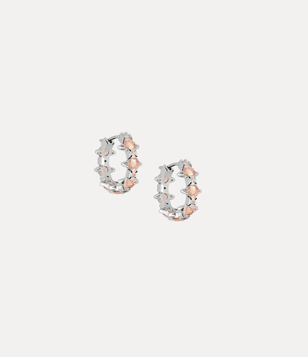 Vivienne Westwood Warwick Earrings in Platinum Peach Cz, view 3