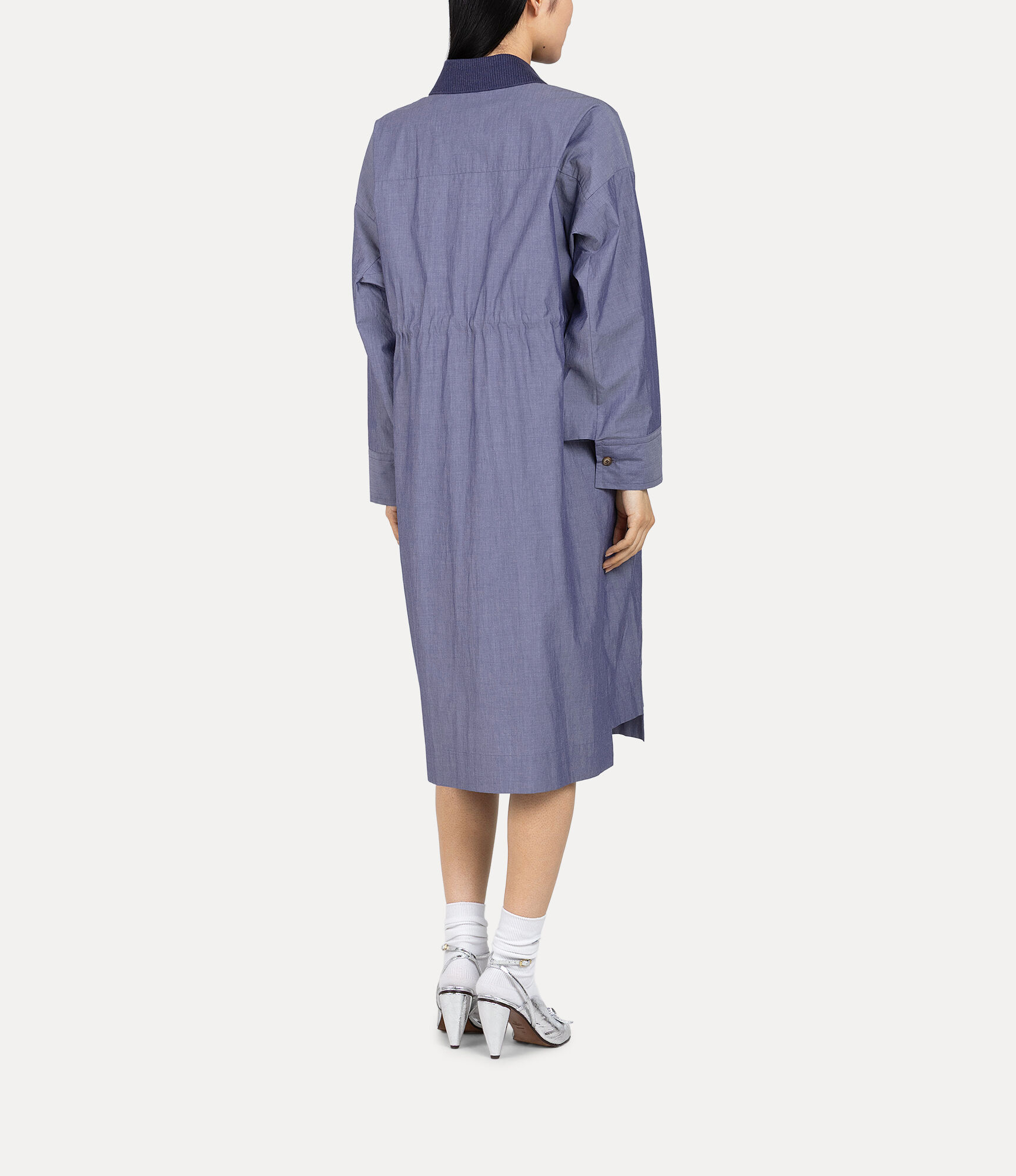 Organic Cotton Typewriter Collar Rib Shirt Dress  large image number 3