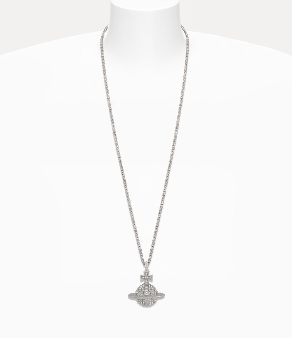 Vivienne Westwood Mayfair Large Orb Pendant Necklace in Rhodium Crystal Crystal, view 2