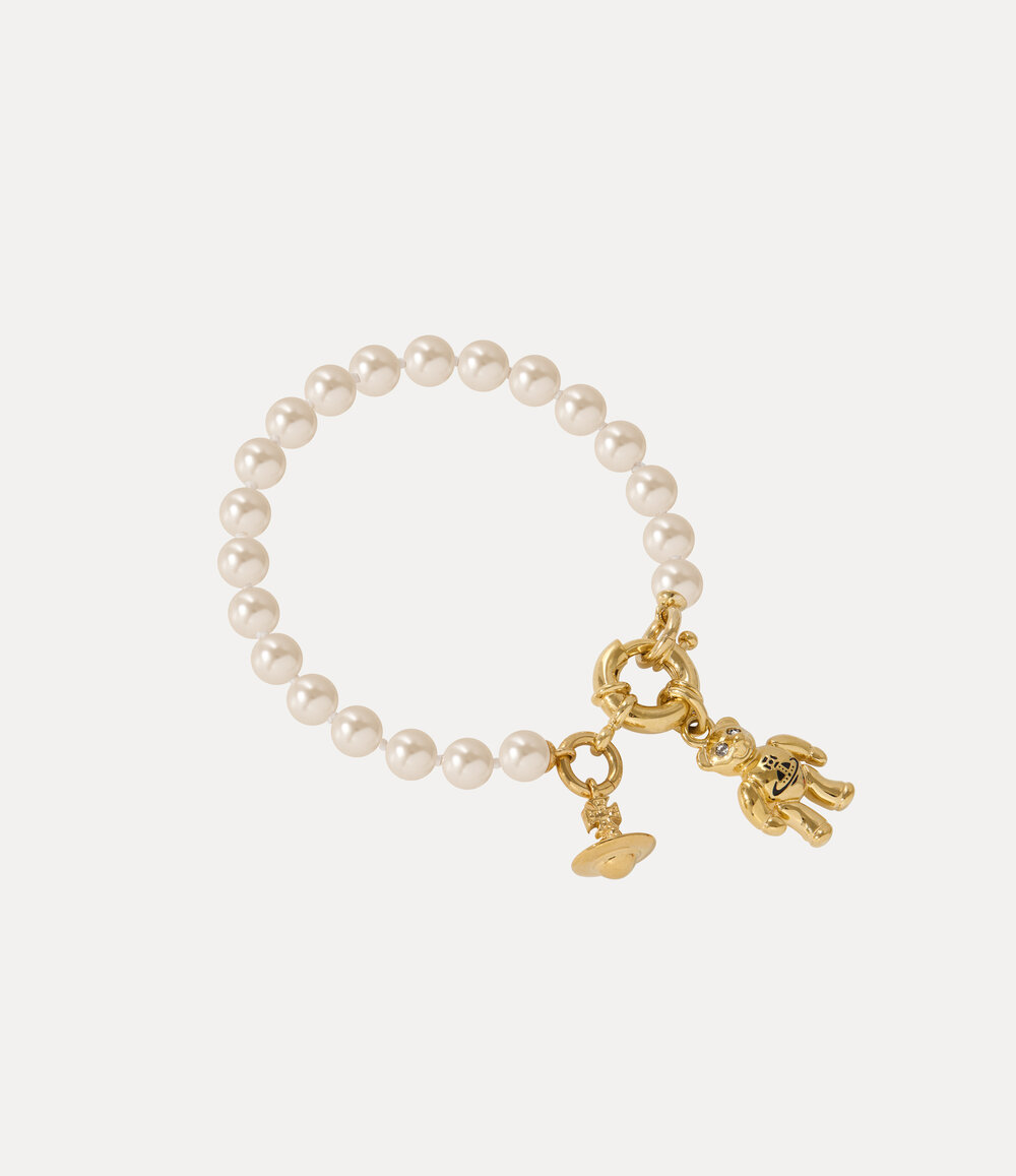 Vivienne Westwood Ruby Pearl Bracelet -Gold-black-diamond-crystal-black-enamel-creamrose -Gold-black-diamond-crystal-black-en