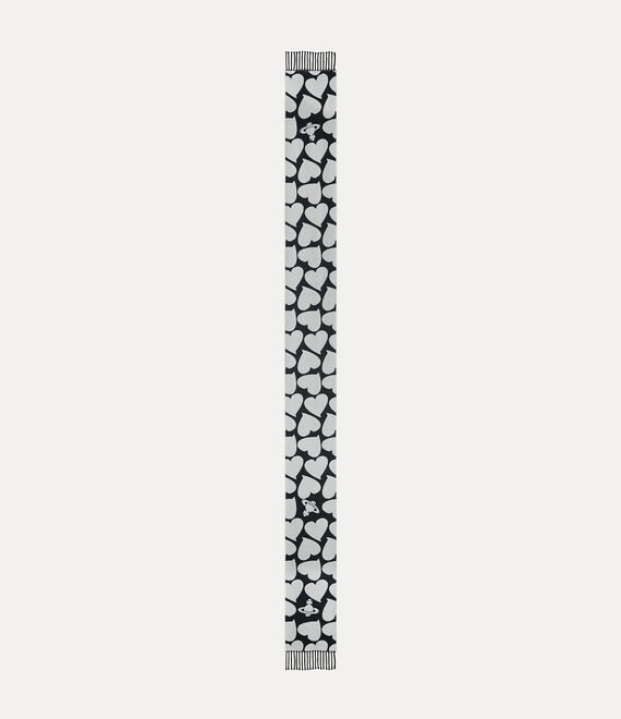 Vivienne Westwood Thin Scarf Pearl Happy Hippy Hearts Unisex In Gray