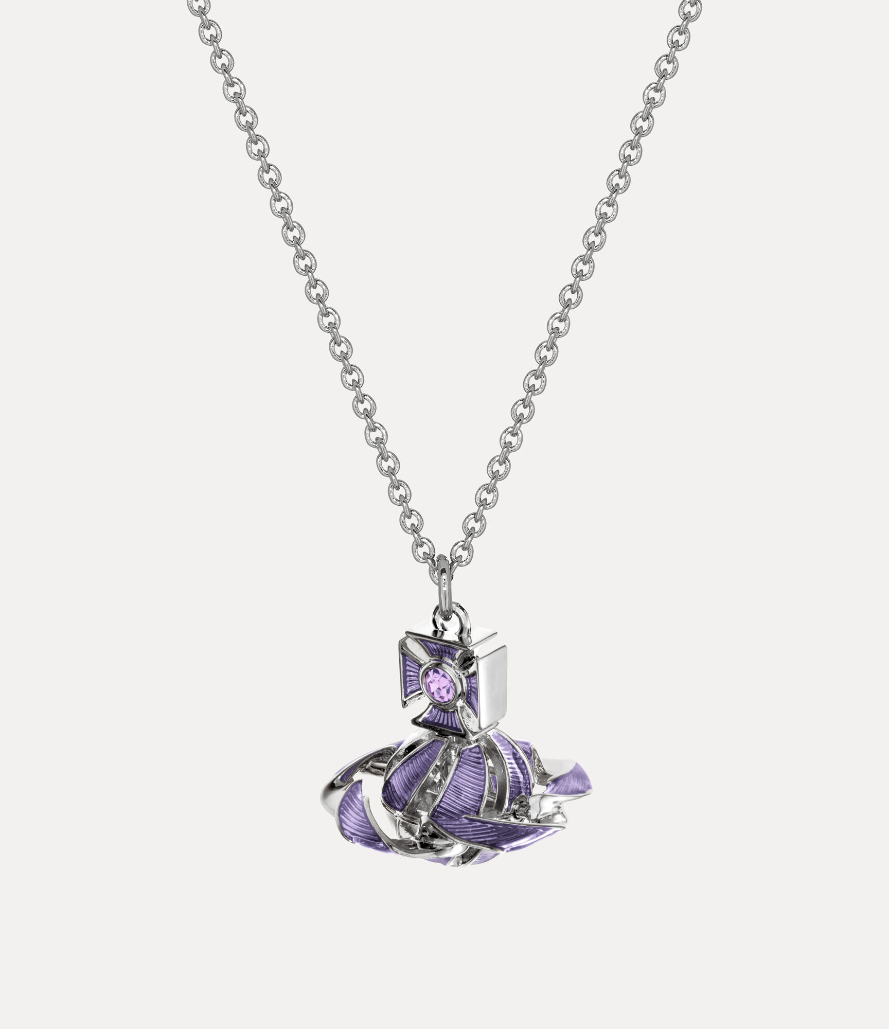 Samira Pendant Necklace in PLATINUM-VIOLET-Crystal-TRANSPARENT