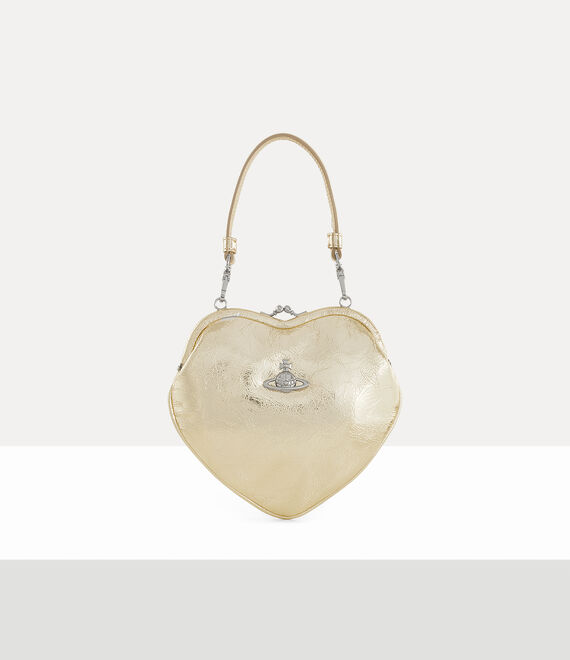Vivienne Westwood Belle Heart Frame Purse Metallic Crinkle Gold One Size Women