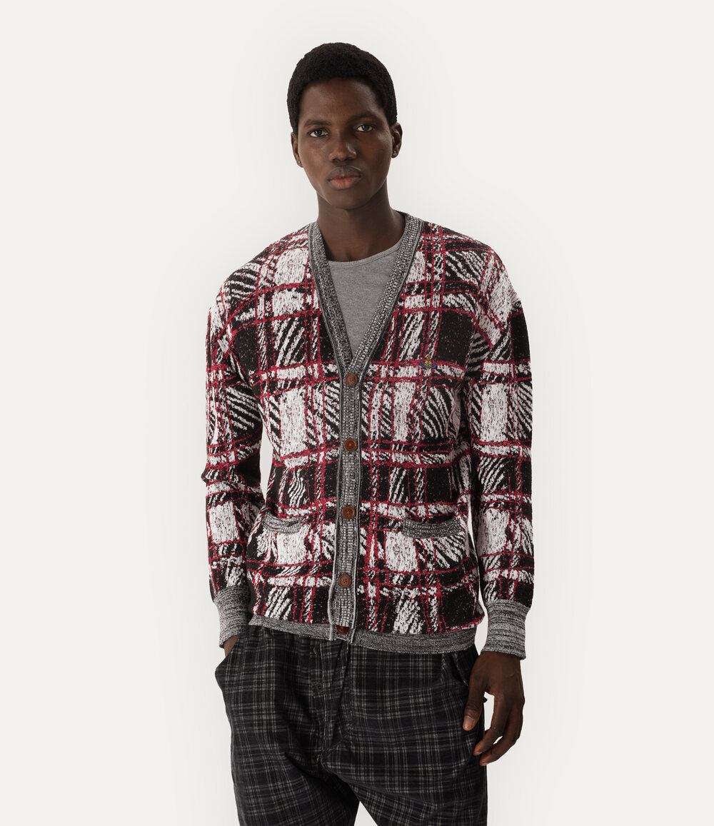 Vivienne Westwood Scribble Check Cardigan in Black, view 4
