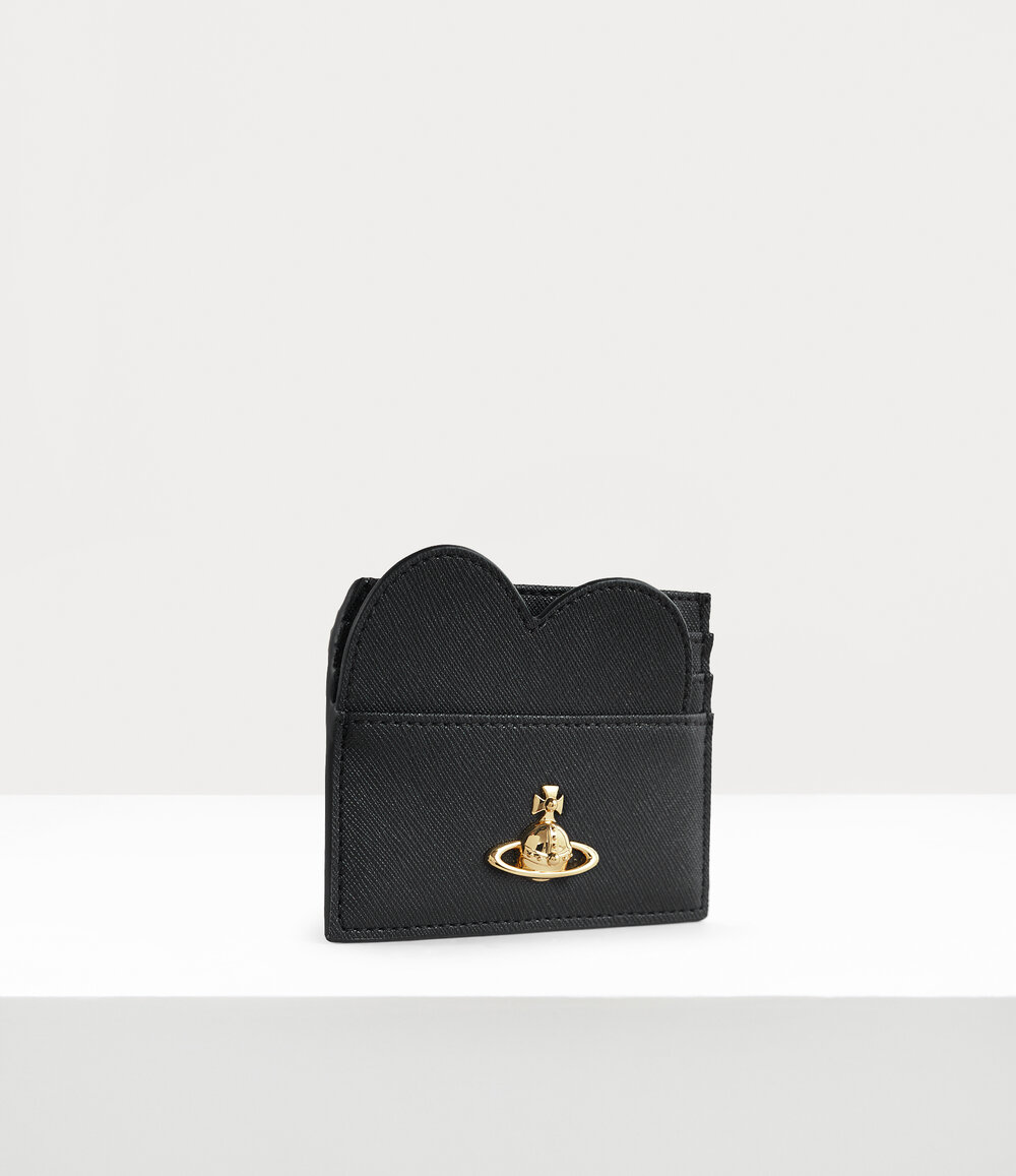 Vivienne Westwood Heart Card Holder in Black 3D Orb, view 2