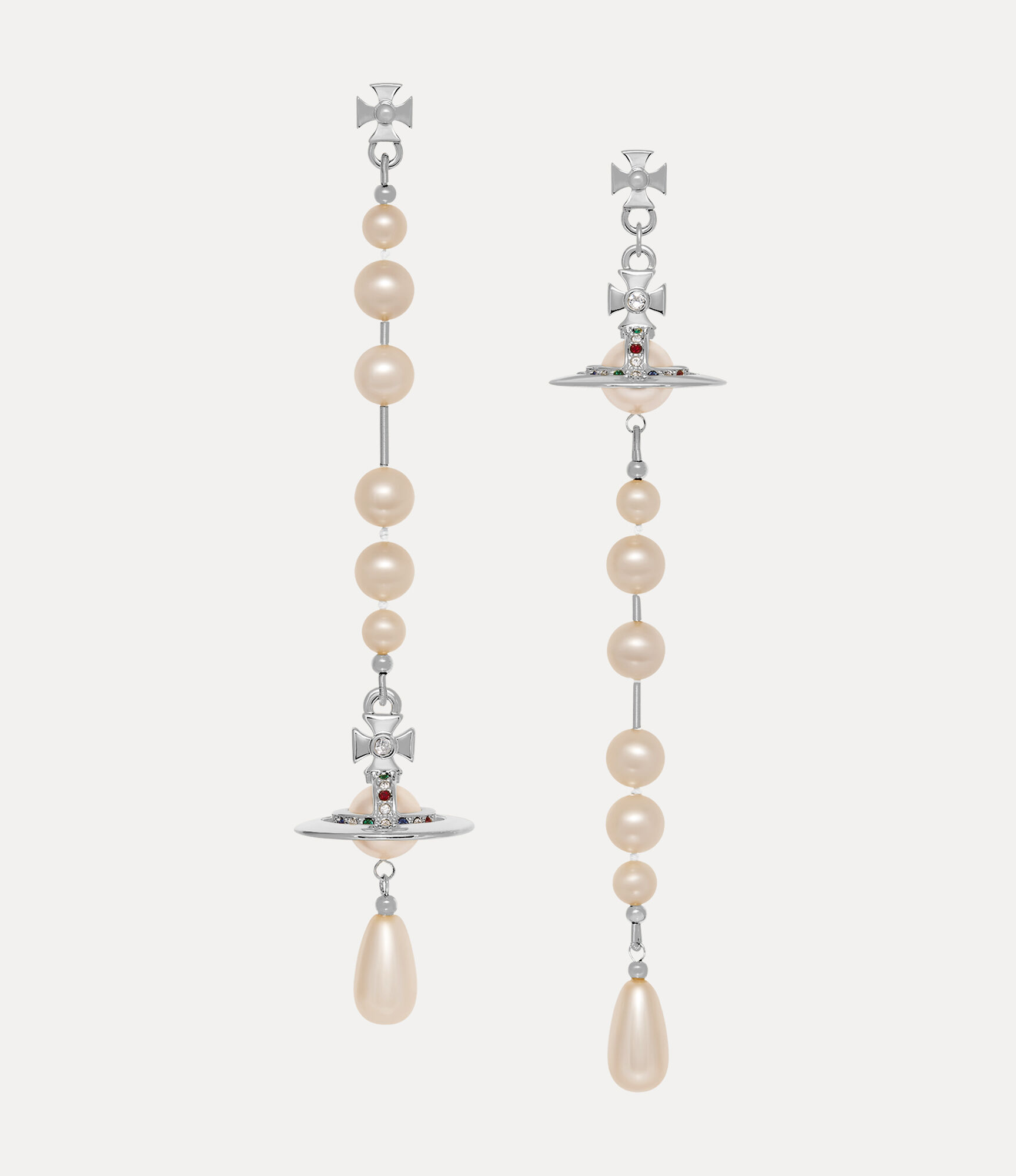 Broken Pearl Earrings in PLATINUM-PEARL-MULTI | Vivienne Westwood®