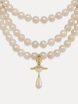 Three Row Pearl Drop Choker