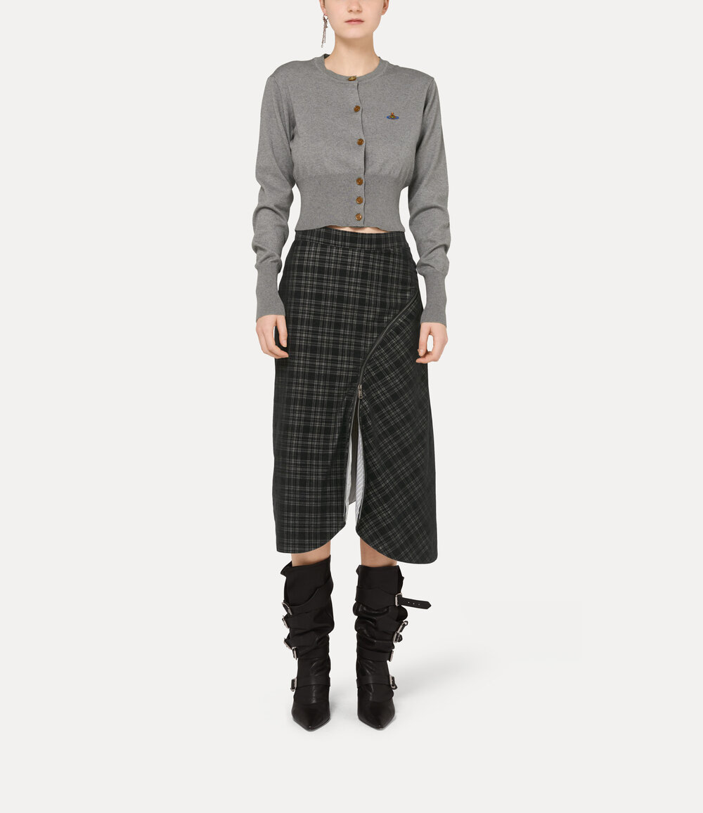 Vivienne Westwood Bea Cropped Cardigan in Dark Grey Melange, view 2