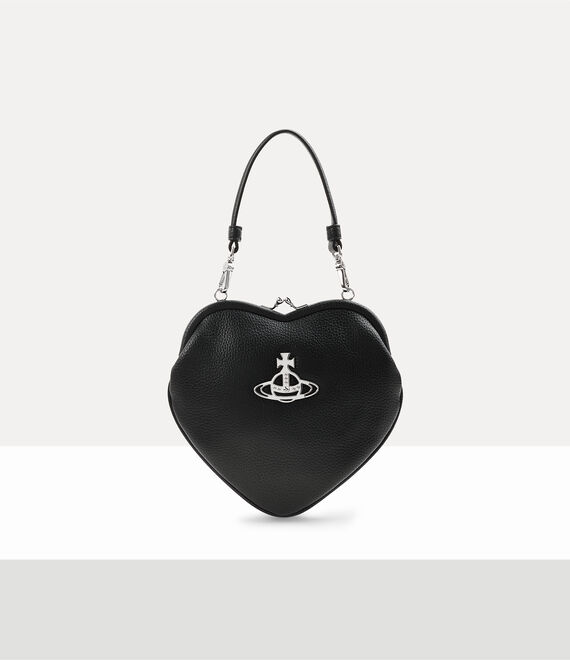 johanna heart mini backpack black Jon Hart Design metal Orb bas relief accents the front Vivienne Westwood Black Johanna Heart