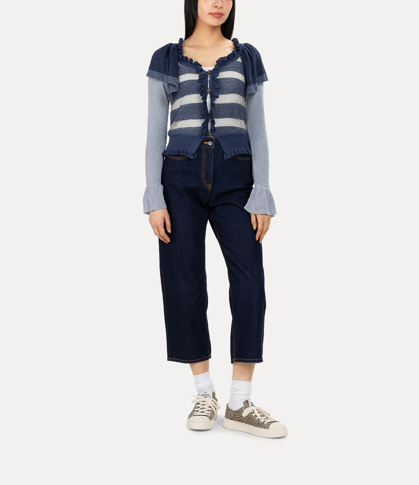 Lurex Mix Patchwork Frill Knit  large image number 2