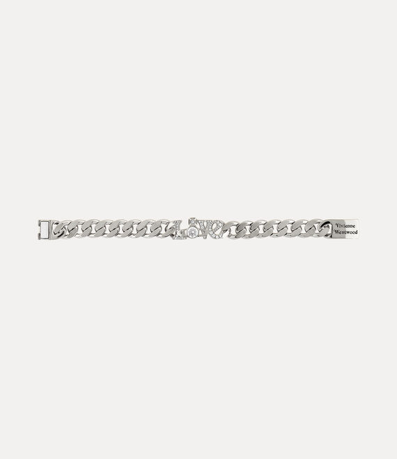 Shop Vivienne Westwood Man. Roderico Bracelet In Platinum-white-cz
