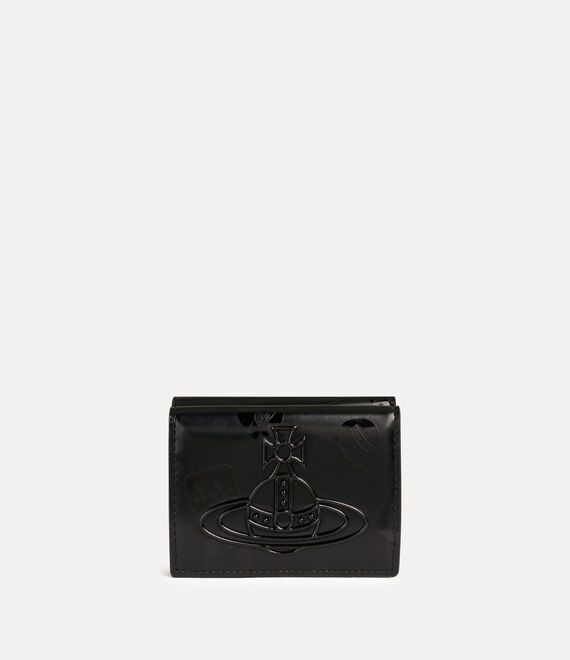 Vivienne Westwood Trifold Wallet Shiny Leather Black One Size Unisex